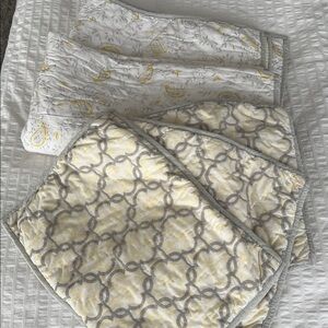 PB Kids Yellow and Gray Paisley crib Quilt & shams
